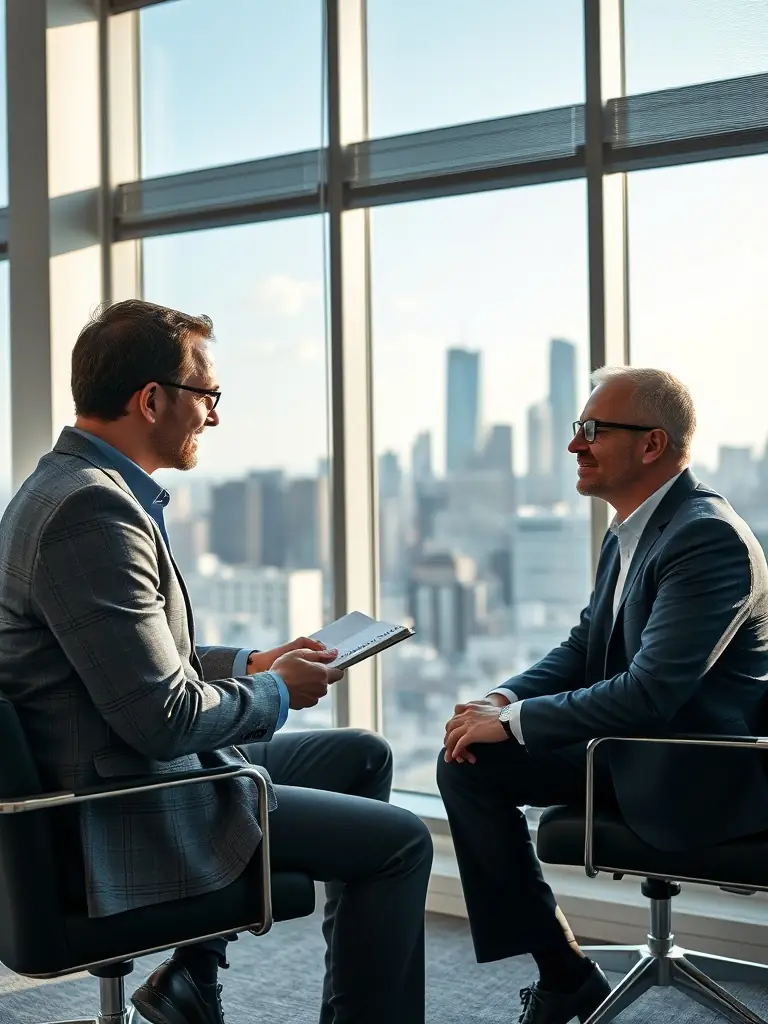A focused business professional in a one-on-one coaching session, receiving personalized guidance and support.