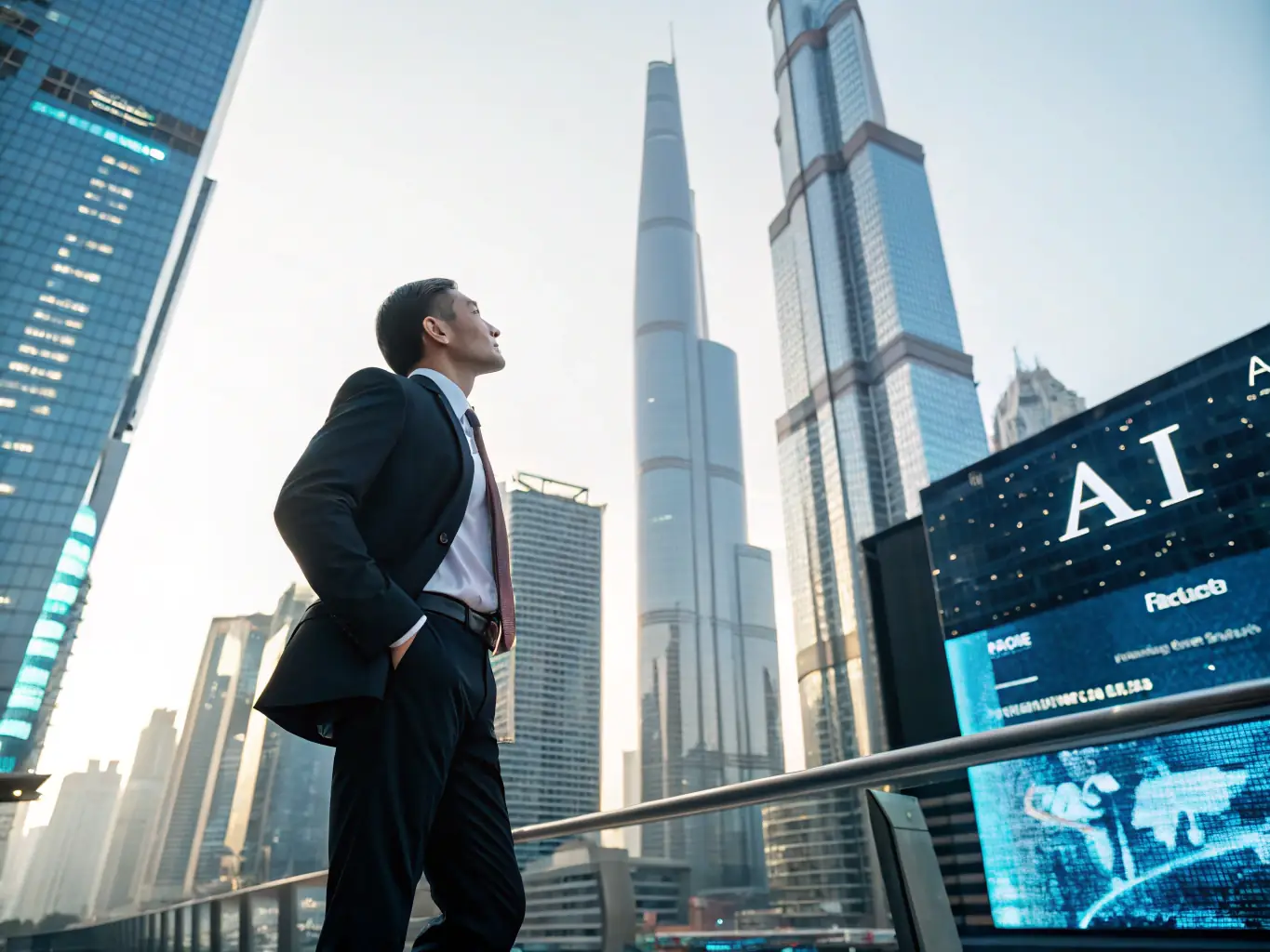 A South African entrepreneur standing confidently in front of a cityscape, representing strategic vision and leadership in the local market.